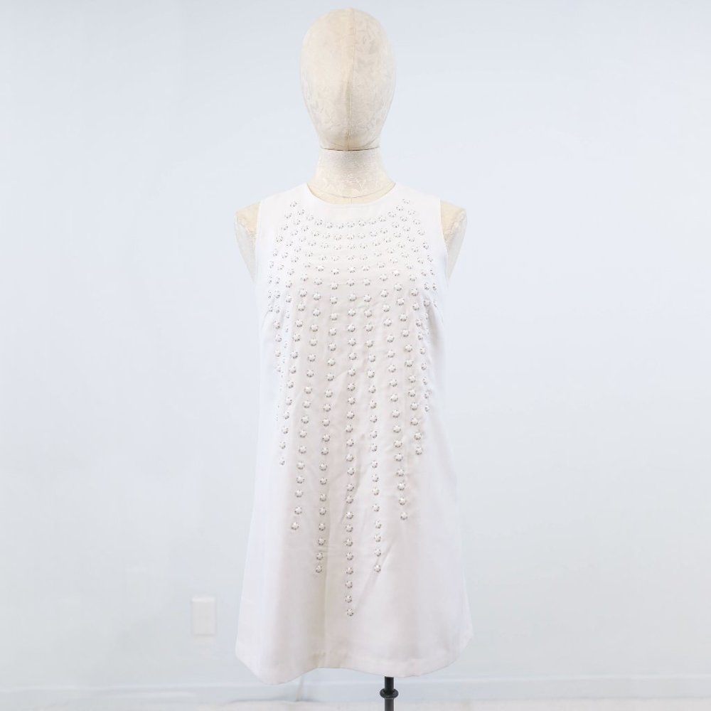 Anthropologie S Retro 60s Mini Dress White - Picture 5 of 8